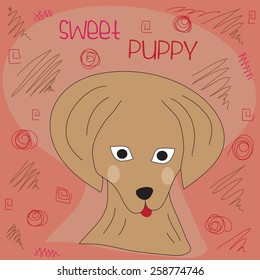 sweet puppy with curls and scribbles vector illustration