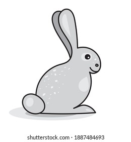 Sweet rabbit drawn in a simple style on white background, vector illustration, eps-8