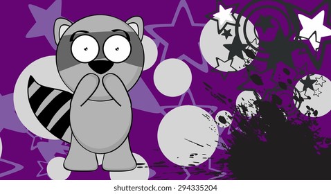 sweet raccoon cartoon expression background in vector format 