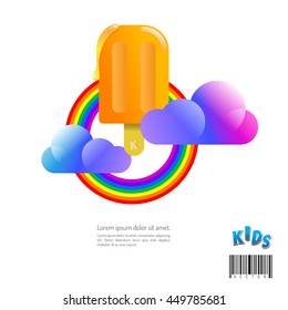 Sweet rainbow and cloud with ice cream. suitable use for symbol and logo. vector file