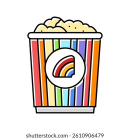 sweet rainbow popcorn food color icon vector. sweet rainbow popcorn food sign. isolated symbol illustration