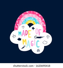 Sweet rainbow with sequins illustration vector for print design.