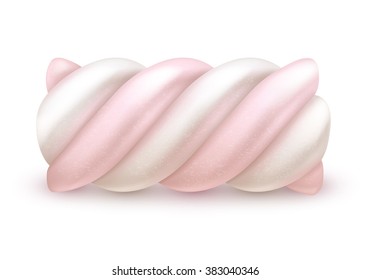 Sweet realistic marshmallow twist vector illustration isolated on white background. Chewy candy good for packaging design.