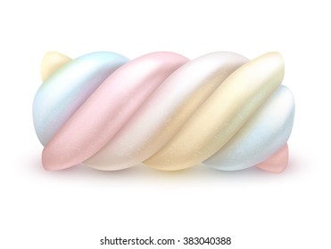 Sweet realistic marshmallow twist vector illustration isolated on white background. Chewy candy good for packaging design.