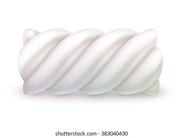 Sweet realistic marshmallow twist vector illustration isolated on white background. Chewy candy good for packaging design.