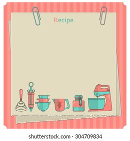 Sweet Recipe Vector Card Template. Kitchen Design Elements