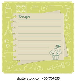 Sweet Recipe Vector Card Template. Kitchen Design Elements