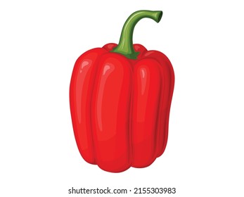 Dulce pimiento rojo. Ilustración de verduras en dibujos animados de estilo sencillo y plano.