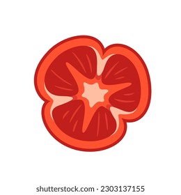 Sweet red bell pepper isolated on white background. Bell pepper in Cartoon style. Vector illustration