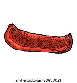 Dulce rebanada de pimienta roja. Ilustración de color vectorial vintage que graba. Aislado sobre fondo blanco. Diseño dibujado a mano