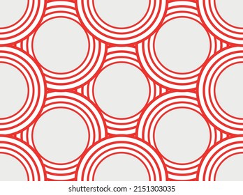 Sweet red geometric line circle abstract background seamless pattern vector design.