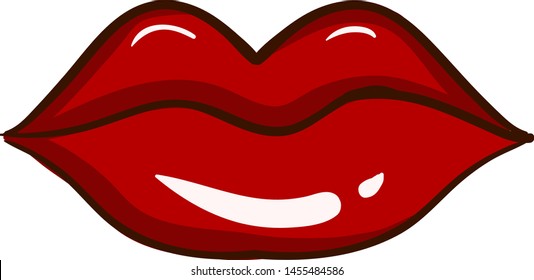 Lábios vermelhos doces, ilustração, vetor sobre fundo branco.