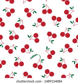 Sweet red ripe cherries on white background.Vector illustration.