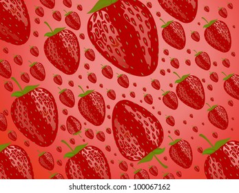 sweet red strawberries with red background