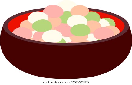 Sweet rice crackers for Hinamatsuri