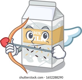 Sweet rice milk Cupid cartoon design with arrow and wings