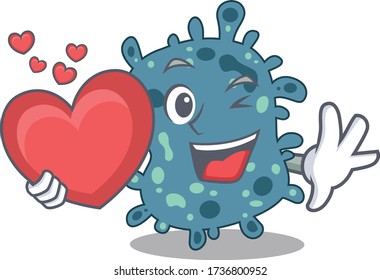 A sweet rickettsia cartoon character style with a heart