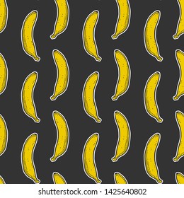 Sweet ripe banana. Vector concept in doodle and sketch style. Hand drawn illustration for printing on T-shirts, postcards. Seamless pattern for textile, paper wrap.