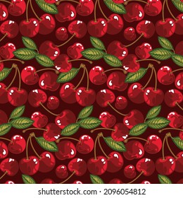 Dulces, cerezas maduras. ilustración vectorial. Patrón.