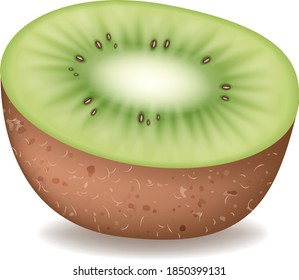 Kiwi fresco dulce maduro. Ilustración vectorial realista aislada en blanco
