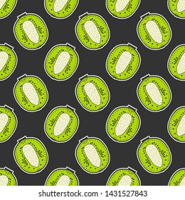 Sweet ripe kiwi. Vector concept in doodle and sketch style. Hand drawn illustration for printing on T-shirts, postcards. Seamless pattern for textile, paper wrap.