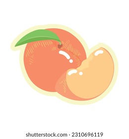 Sweet ripe peach on white background