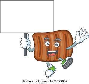 Sweet roasted beef cartoon character bring a board