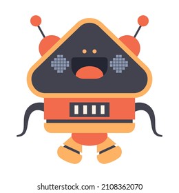 Sweet robot vector cartoon character illustration isolated on a white background.