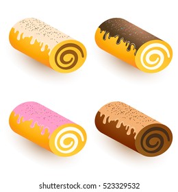 Sweet roll. colored icons set