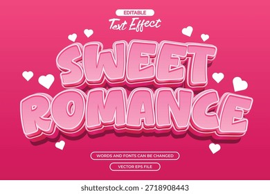 Sweet romance editable text effect with 3d pink cartoon text style and with heart shape decoration