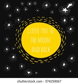 Sweet romantic card with moon