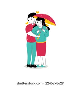 Sweet Romantic Couple Vector Illustration