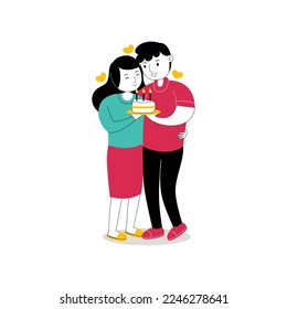 Sweet Romantic Couple Vector Illustration