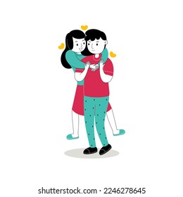Sweet Romantic Couple Vector Illustration