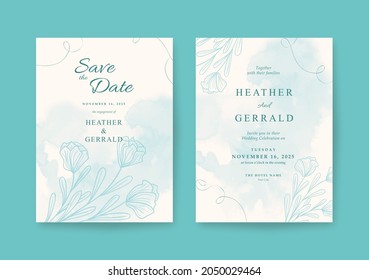 Sweet Romantic green wedding invitation template