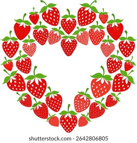 A sweet and romantic **heart-shaped frame made of strawberries**, perfect for love-themed, organic, or summer fruit-inspired designs.
