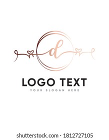 A sweet and romantic script letter D  that will melt your heart, lovely Valentine’s, Vector logo for business and company identity