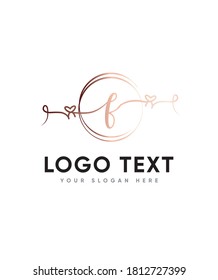 A sweet and romantic script letter F  that will melt your heart, lovely Valentine’s, Vector logo for business and company identity