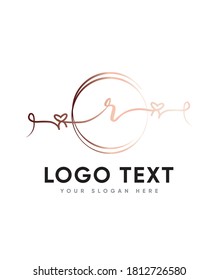A sweet and romantic script letter R  that will melt your heart, lovely Valentine’s, Vector logo for business and company identity