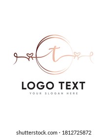 A sweet and romantic script letter T  that will melt your heart, lovely Valentine’s, Vector logo for business and company identity