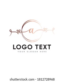 A sweet and romantic script letter A  that will melt your heart, lovely Valentine’s, Vector logo for business and company identity