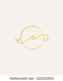 A sweet and romantic thin handwritten font C vector logo template
