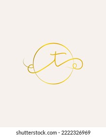 A sweet and romantic thin handwritten font T vector logo template