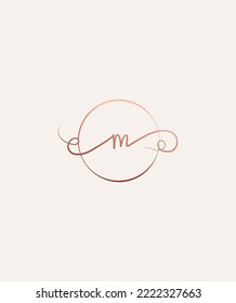 Una letra delgada dulce y romántica manuscrita M patrón de logotipo vectorial