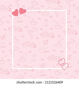 Sweet and romantic Valentine's background with small love icons in pink hues. Hand-drawn vector seamless pattern adds a touch of love and warmth to your design projects.