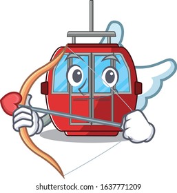 Sweet ropeway Cupid cartoon design with arrow and wings