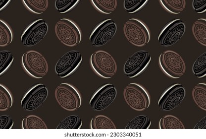 Dulces galletas redondas. fondue de С, amarga y lechosa. Patrón simple y transparente. Vector