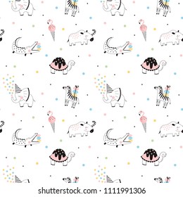 sweet safari pattern, Happy Birthday print