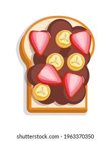 Sweet sandwich with chocolate paste and fruit