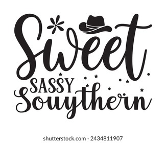 sweet sassy southern typography t-shirt design